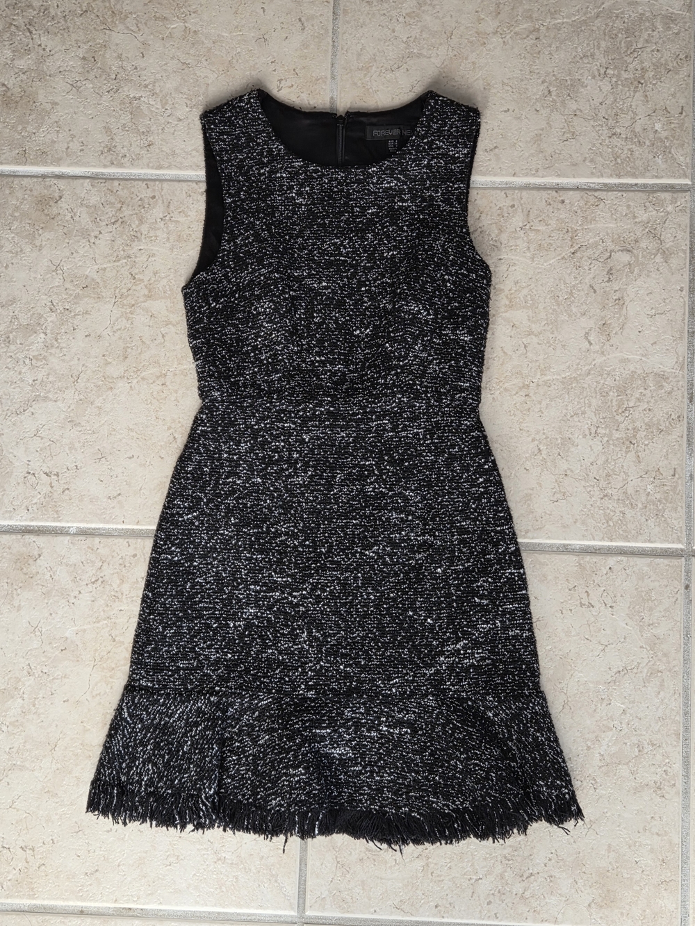 Tweed Fringe Hem Mini Dress